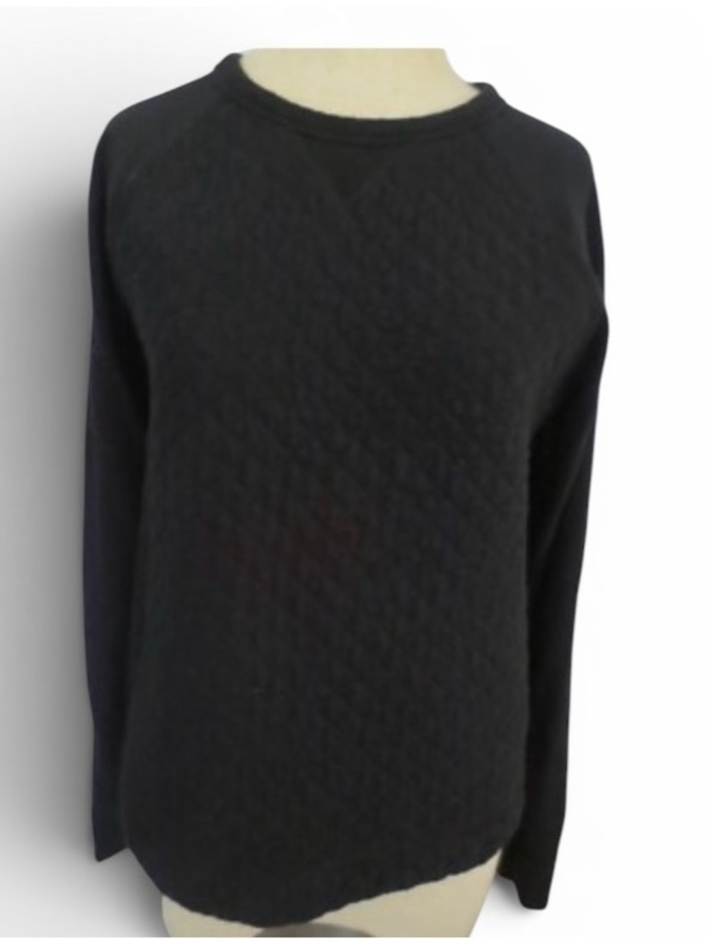 Rag & Bone Jean Womens Cotton Quilt Textured Pullover Sweater Black Size L